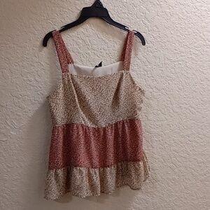 Paper Crane Floral Tank Top - Cream and Pink